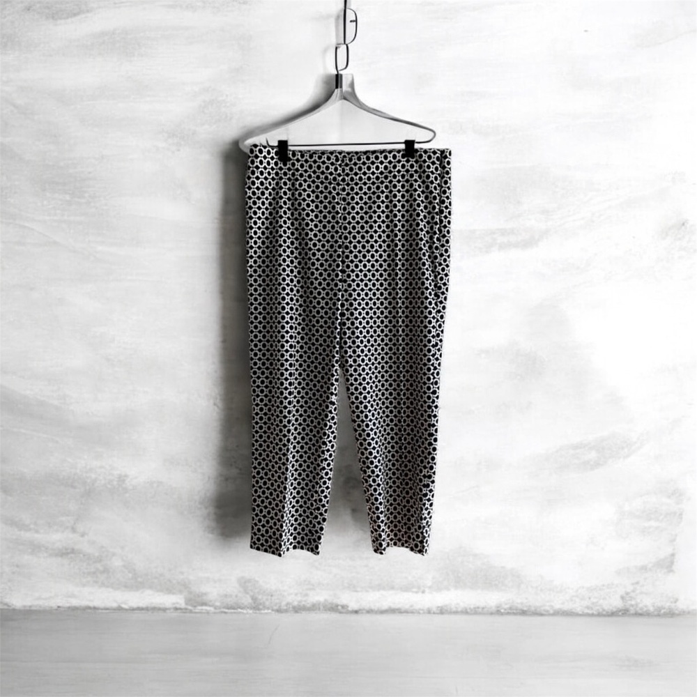 Talbots Black & White Geometric Print Cropped Career Casual Pants Trousers6P